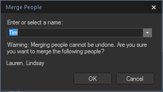 Facial recognition - Merge people dialog box