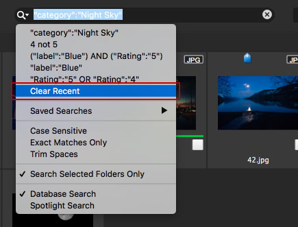Clear recent search