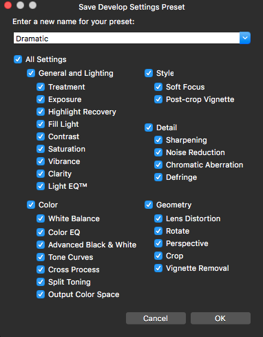 Save presets